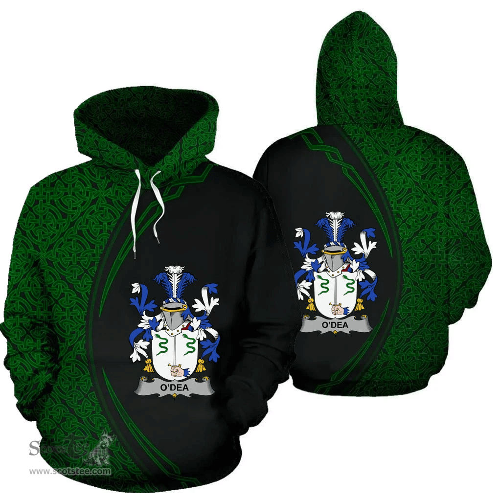Irish Dea or O'Dea Coat of Arms Irish Family Crest Hoodie Black Green Circle Style Hoodie