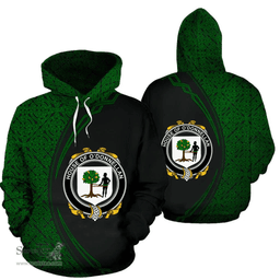 Irish House of O'DONNELLAN Coat of Arms Irish Family Crest Hoodie Black Green Circle Style Hoodie