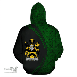 Irish Ouseley Coat of Arms Irish Family Crest Hoodie Black Green Circle Style Hoodie