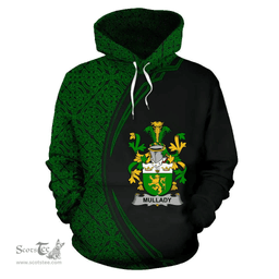 Irish Mullady or O'Mullady Coat of Arms Irish Family Crest Hoodie Black Green Circle Style Hoodie