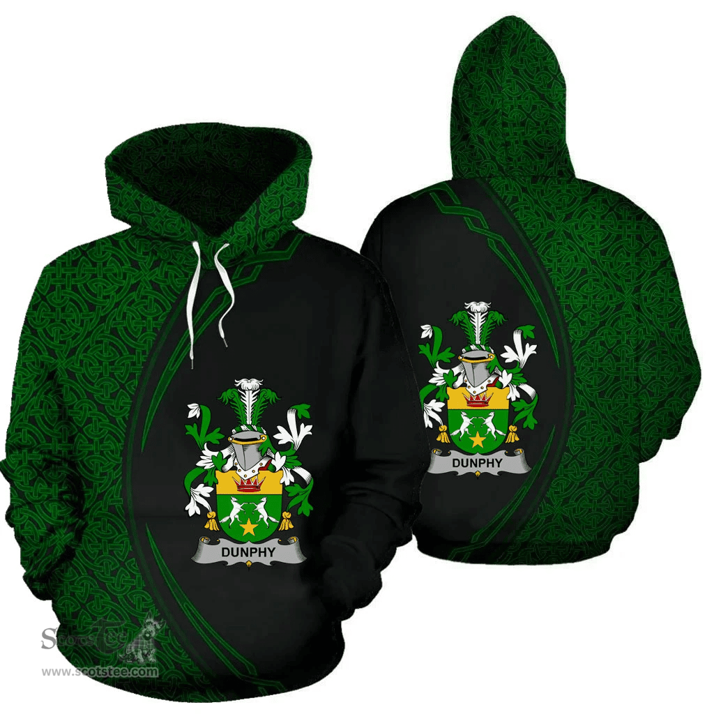 Irish Dunphy (Middle Temple - Burke's) Coat of Arms Irish Family Crest Hoodie Black Green Circle Style Hoodie