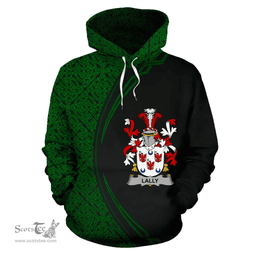 Irish Lally or O'Mullally Coat of Arms Irish Family Crest Hoodie Black Green Circle Style Hoodie