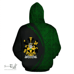 Irish Hickson Coat of Arms Irish Family Crest Hoodie Black Green Circle Style Hoodie