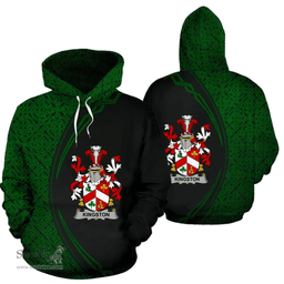 Irish Kingston Coat of Arms Irish Family Crest Hoodie Black Green Circle Style Hoodie