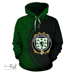 Irish House of O'GALLAGHER Coat of Arms Irish Family Crest Hoodie Black Green Circle Style Hoodie
