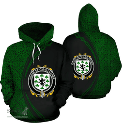 Irish House of O'GALLAGHER Coat of Arms Irish Family Crest Hoodie Black Green Circle Style Hoodie