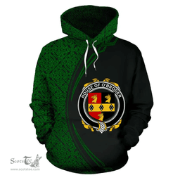 Irish House of O'BRODER Coat of Arms Irish Family Crest Hoodie Black Green Circle Style Hoodie
