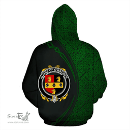 Irish House of O'BRODER Coat of Arms Irish Family Crest Hoodie Black Green Circle Style Hoodie