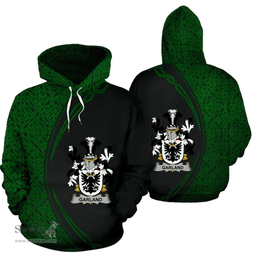 Irish Garland or McGartland Coat of Arms Irish Family Crest Hoodie Black Green Circle Style Hoodie
