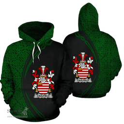Irish Caulfield or Gaffney Coat of Arms Irish Family Crest Hoodie Black Green Circle Style Hoodie