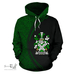 Irish Wakeman Coat of Arms Irish Family Crest Hoodie Black Green Circle Style Hoodie