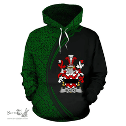 Irish Blacke Coat of Arms Irish Family Crest Hoodie Black Green Circle Style Hoodie