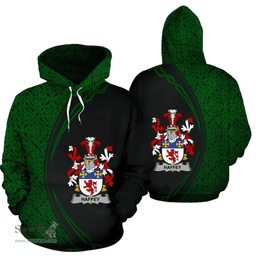 Irish Haffey Coat of Arms Irish Family Crest Hoodie Black Green Circle Style Hoodie
