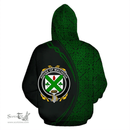 Irish House of MACHUGH Coat of Arms Irish Family Crest Hoodie Black Green Circle Style Hoodie