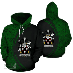 Irish Woodford Coat of Arms Irish Family Crest Hoodie Black Green Circle Style Hoodie
