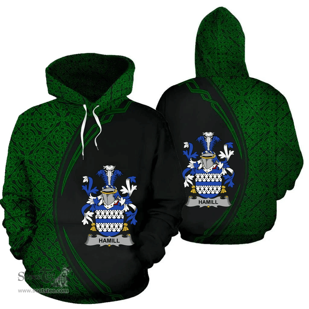 Irish Hamill Coat of Arms Irish Family Crest Hoodie Black Green Circle Style Hoodie
