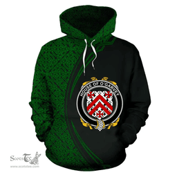 Irish House of O'GARVEY Coat of Arms Irish Family Crest Hoodie Black Green Circle Style Hoodie