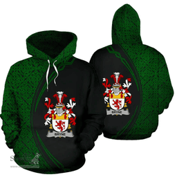 Irish Bryne or Brinn Coat of Arms Irish Family Crest Hoodie Black Green Circle Style Hoodie