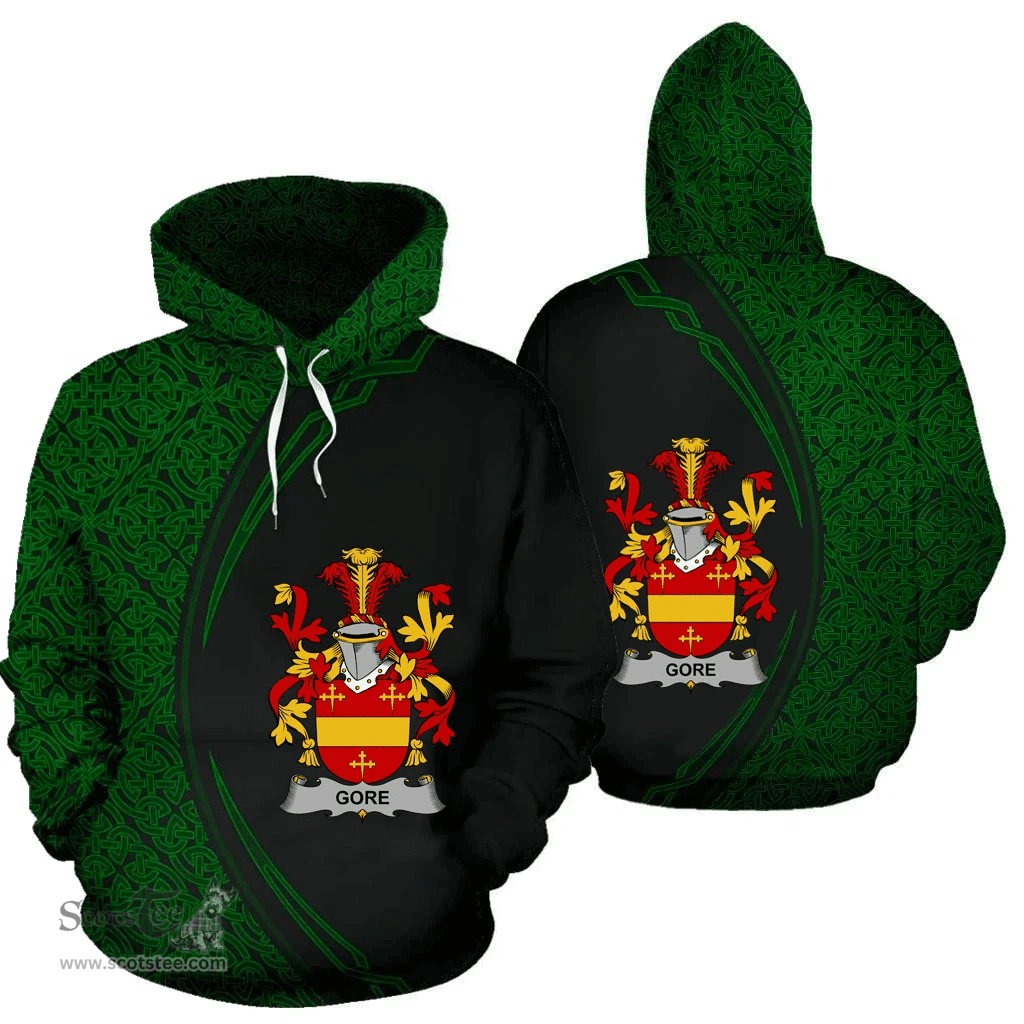 Irish Gore Coat of Arms Irish Family Crest Hoodie Black Green Circle Style Hoodie