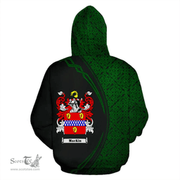 Irish Mackin Coat of Arms Irish Family Crest Hoodie Black Green Circle Style Hoodie