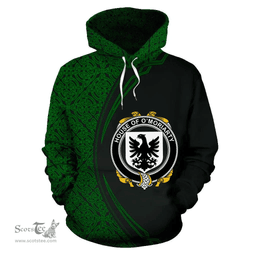 Irish House of O'MORIARTY Coat of Arms Irish Family Crest Hoodie Black Green Circle Style Hoodie