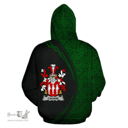 Irish Cahane or O'Cahane Coat of Arms Irish Family Crest Hoodie Black Green Circle Style Hoodie