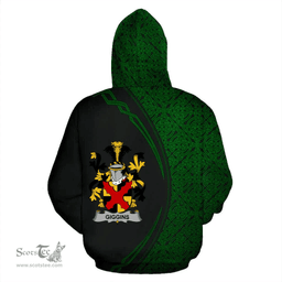 Irish Giggins Coat of Arms Irish Family Crest Hoodie Black Green Circle Style Hoodie