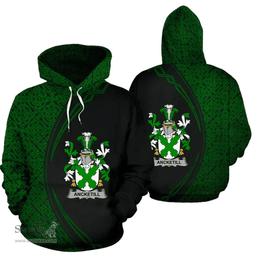 Irish Ancketill Coat of Arms Irish Family Crest Hoodie Black Green Circle Style Hoodie