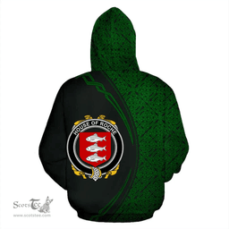 Irish House of ROCHE Coat of Arms Irish Family Crest Hoodie Black Green Circle Style Hoodie