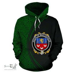 Irish House of MACLOUGHLIN (Tirconnell) Coat of Arms Irish Family Crest Hoodie Black Green Circle Style Hoodie
