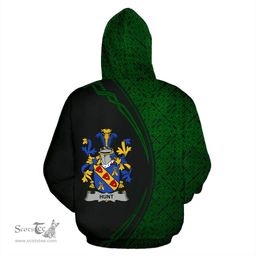 Irish Hunt Coat of Arms Irish Family Crest Hoodie Black Green Circle Style Hoodie
