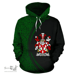 Irish Cullen or O'Cullen Coat of Arms Irish Family Crest Hoodie Black Green Circle Style Hoodie