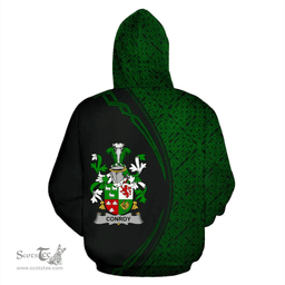 Irish Conroy or O'Conry Coat of Arms Irish Family Crest Hoodie Black Green Circle Style Hoodie