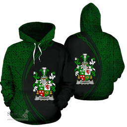 Irish Conroy or O'Conry Coat of Arms Irish Family Crest Hoodie Black Green Circle Style Hoodie