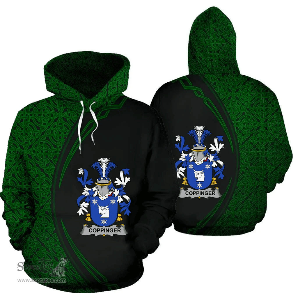 Irish Coppinger Coat of Arms Irish Family Crest Hoodie Black Green Circle Style Hoodie