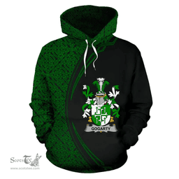 Irish Gogarty Coat of Arms Irish Family Crest Hoodie Black Green Circle Style Hoodie