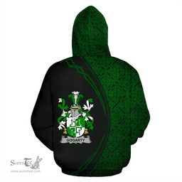 Irish Gogarty Coat of Arms Irish Family Crest Hoodie Black Green Circle Style Hoodie