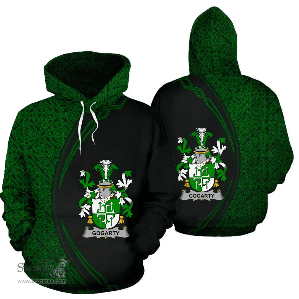 Irish Gogarty Coat of Arms Irish Family Crest Hoodie Black Green Circle Style Hoodie