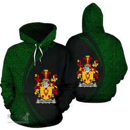 Irish Haltridge Coat of Arms Irish Family Crest Hoodie Black Green Circle Style Hoodie