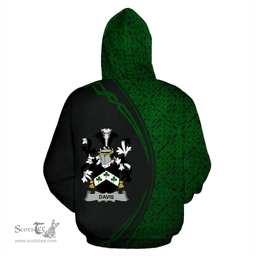 Irish Davis Coat of Arms Irish Family Crest Hoodie Black Green Circle Style Hoodie