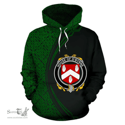 Irish House of O'BYRNE Coat of Arms Irish Family Crest Hoodie Black Green Circle Style Hoodie