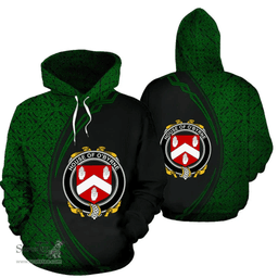 Irish House of O'BYRNE Coat of Arms Irish Family Crest Hoodie Black Green Circle Style Hoodie