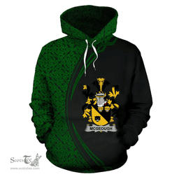 Irish McGeough or McGough Coat of Arms Irish Family Crest Hoodie Black Green Circle Style Hoodie
