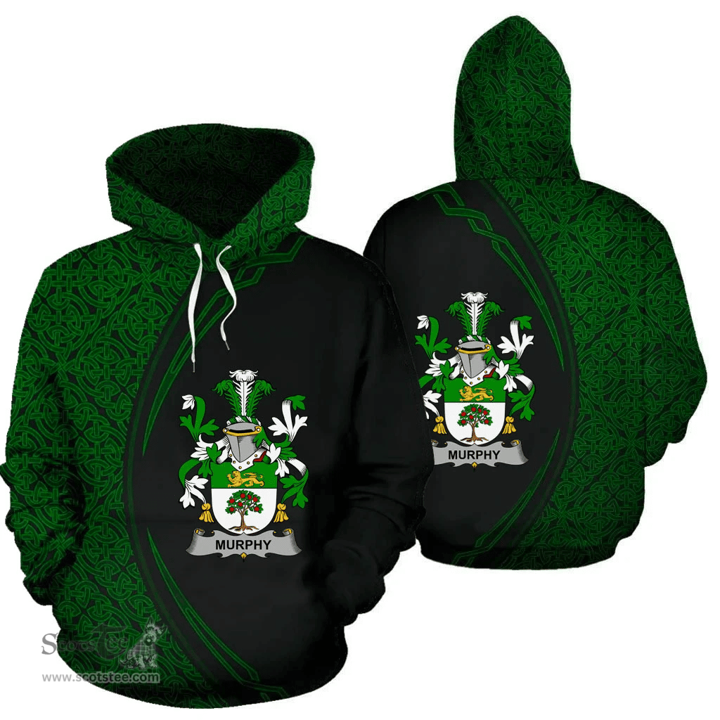 Irish Murphy (Wexford) Coat of Arms Irish Family Crest Hoodie Black Green Circle Style Hoodie