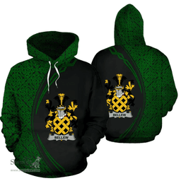 Irish Bellew Coat of Arms Irish Family Crest Hoodie Black Green Circle Style Hoodie