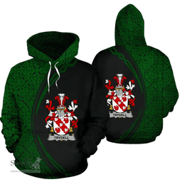 Irish Trydell Coat of Arms Irish Family Crest Hoodie Black Green Circle Style Hoodie