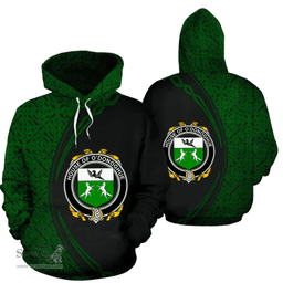 Irish House of O'DONOGHUE Coat of Arms Irish Family Crest Hoodie Black Green Circle Style Hoodie
