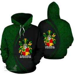 Irish Packenham Coat of Arms Irish Family Crest Hoodie Black Green Circle Style Hoodie