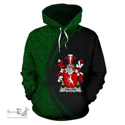 Irish Fallon or O'Fallon Coat of Arms Irish Family Crest Hoodie Black Green Circle Style Hoodie