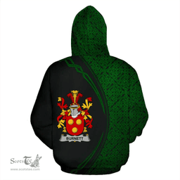 Irish Burnett Coat of Arms Irish Family Crest Hoodie Black Green Circle Style Hoodie